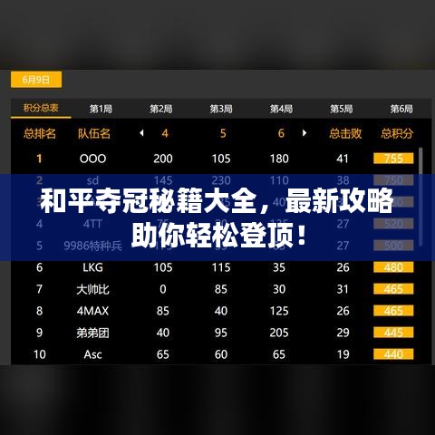 和平奪冠秘籍大全，最新攻略助你輕松登頂！